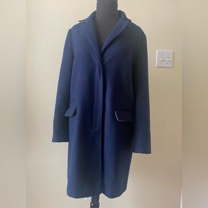 Preowned Topshop long navy women coat size 8